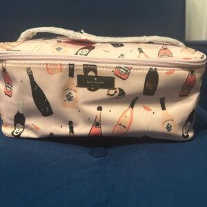 NWT Kate Spade Pink Champagne Bottle Print Bag